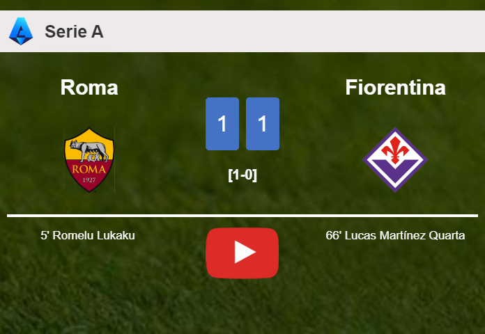 Roma and Fiorentina draw 1-1 on Sunday. HIGHLIGHTS