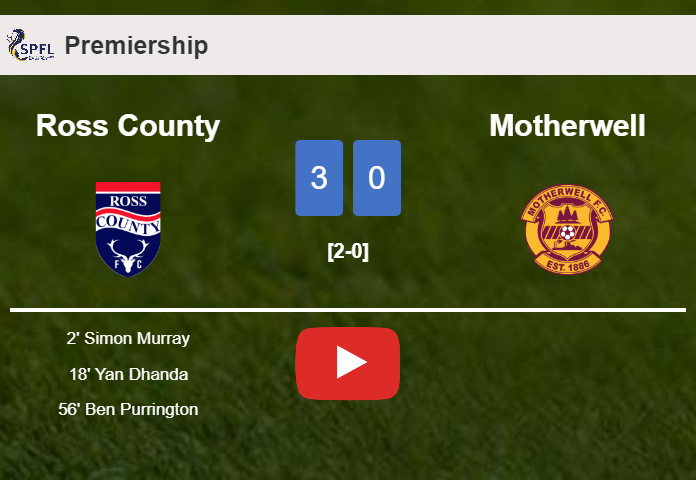 Ross County prevails over Motherwell 3-0. HIGHLIGHTS