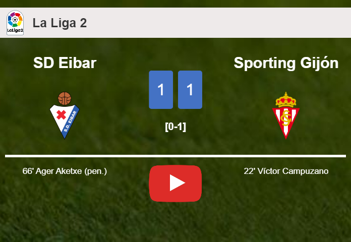 SD Eibar and Sporting Gijón draw 1-1 on Wednesday. HIGHLIGHTS