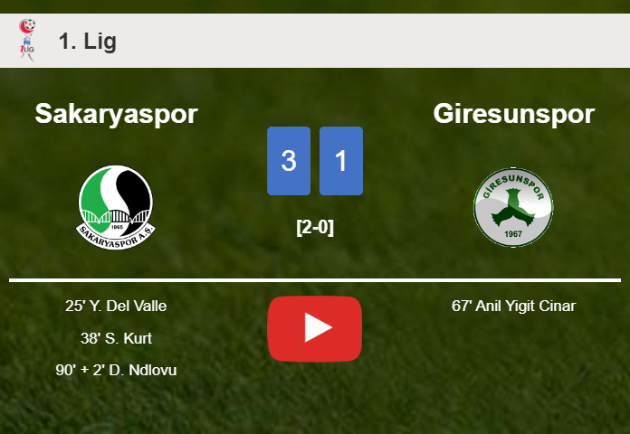 Sakaryaspor beats Giresunspor 3-1. HIGHLIGHTS