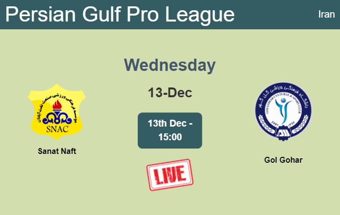 How to watch Sanat Naft vs. Gol Gohar on live stream and at what time