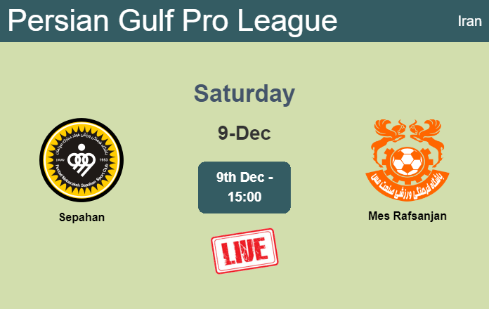 How to watch Sepahan vs. Mes Rafsanjan on live stream and at what time