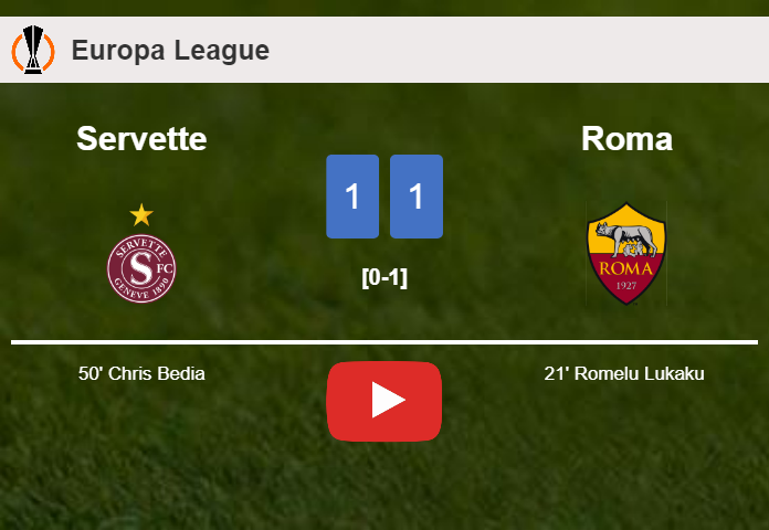 Servette and Roma draw 1-1 on Thursday. HIGHLIGHTS