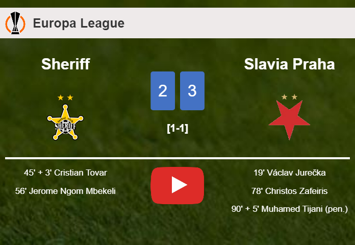 Slavia Praha conquers Sheriff after recovering from a 2-1 deficit. HIGHLIGHTS