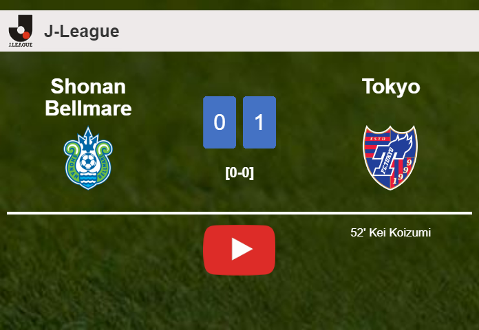 Tokyo beats Shonan Bellmare 1-0 with a goal scored by K. Koizumi. HIGHLIGHTS