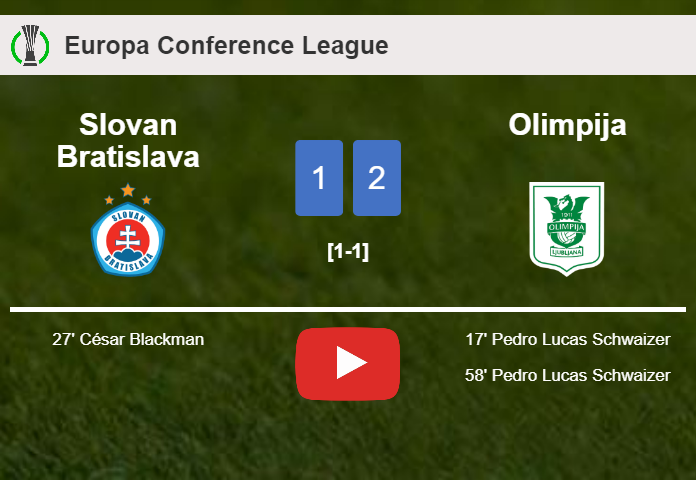 Olimpija beats Slovan Bratislava 2-1 with P. Lucas scoring a double. HIGHLIGHTS