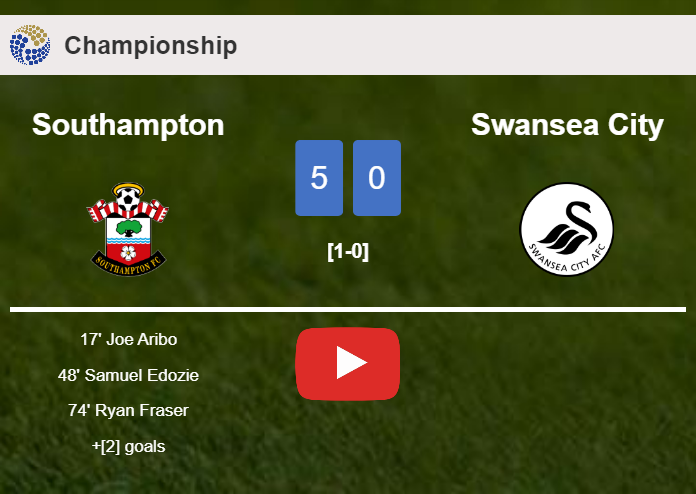 Southampton crushes Swansea City 5-0 after playing a fantastic match. HIGHLIGHTS