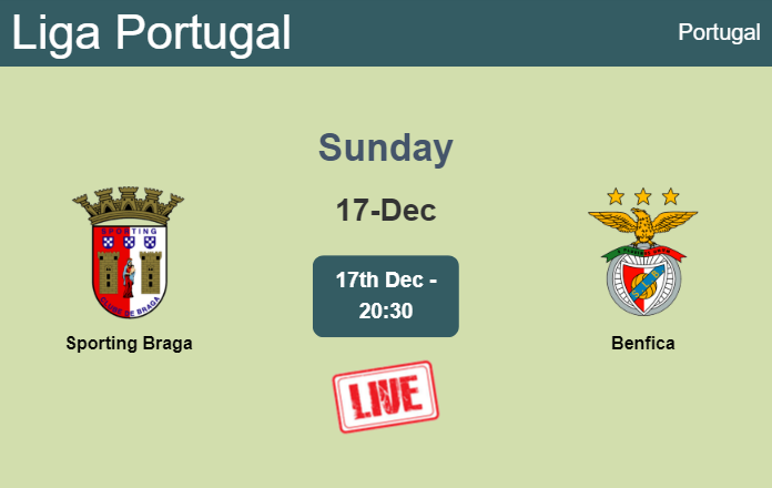 How to watch Sporting Braga vs. Benfica on live stream and at what time