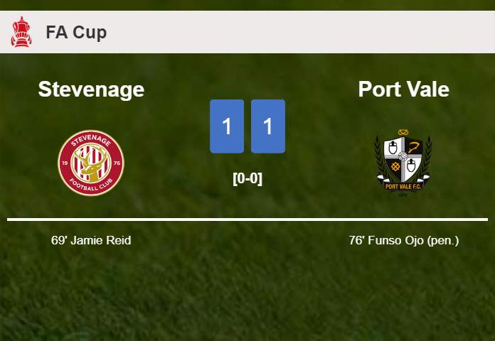 Stevenage and Port Vale draw 1-1 on Saturday
