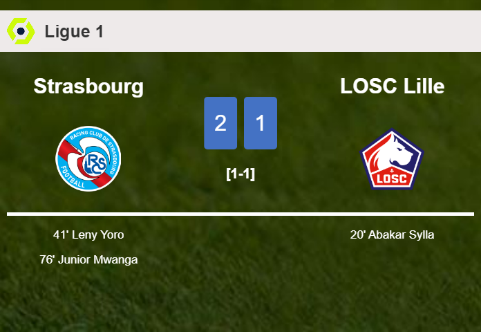 Strasbourg recovers a 0-1 deficit to top LOSC Lille 2-1