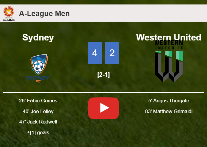 Sydney beats Western United 4-2. HIGHLIGHTS
