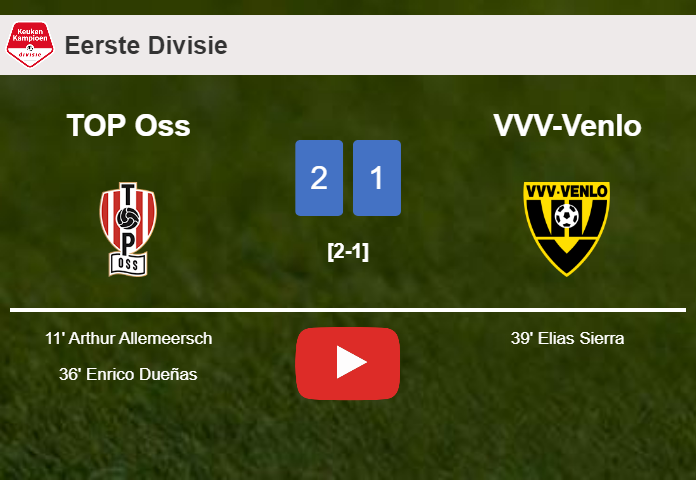 TOP Oss prevails over VVV-Venlo 2-1. HIGHLIGHTS