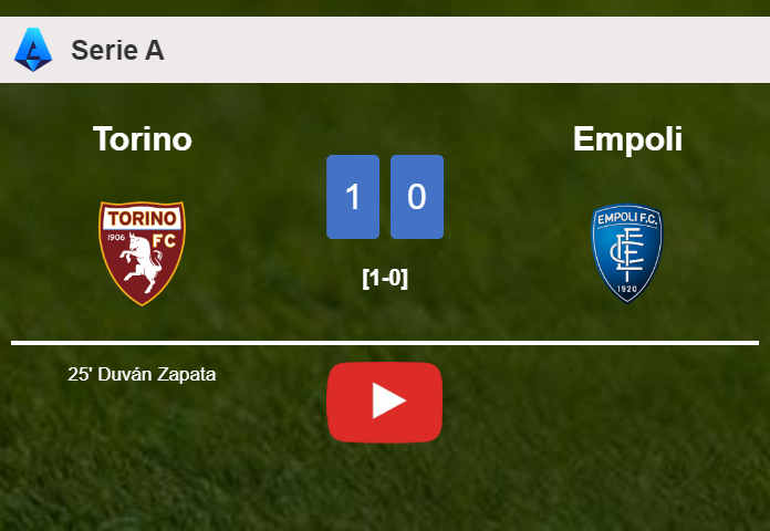 Torino conquers Empoli 1-0 with a goal scored by D. Zapata. HIGHLIGHTS