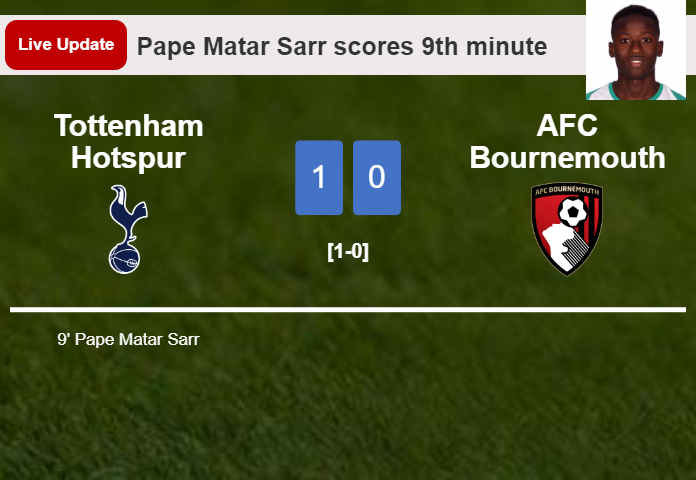 Tottenham Hotspur vs AFC Bournemouth live updates: Pape Matar Sarr scores opening goal in Premier League match (1-0)