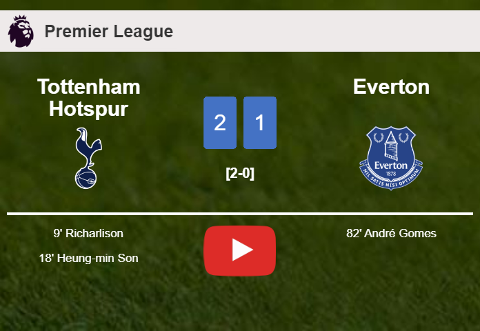 Tottenham Hotspur overcomes Everton 2-1. HIGHLIGHTS