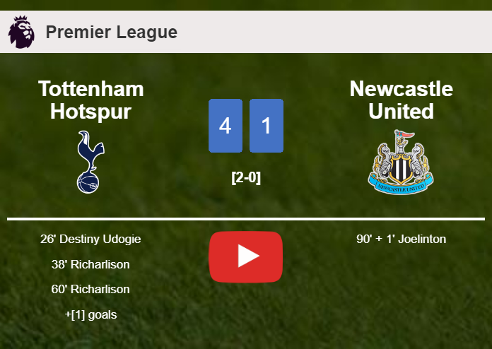 Tottenham Hotspur liquidates Newcastle United 4-1 after playing a fantastic match. HIGHLIGHTS