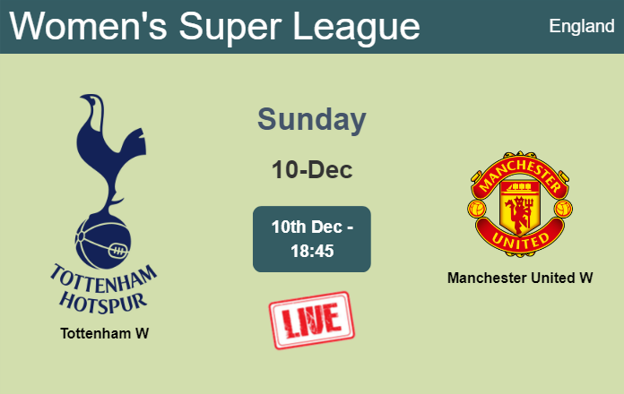 How to watch Tottenham W vs. Manchester United W on live stream and at what time