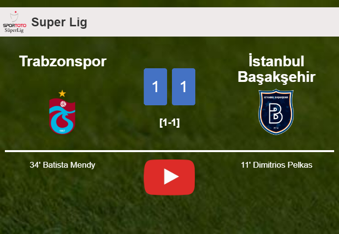 Trabzonspor and İstanbul Başakşehir draw 1-1 on Saturday. HIGHLIGHTS
