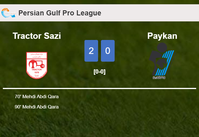 M. Abdi scores 2 goals to give a 2-0 win to Tractor Sazi over Paykan