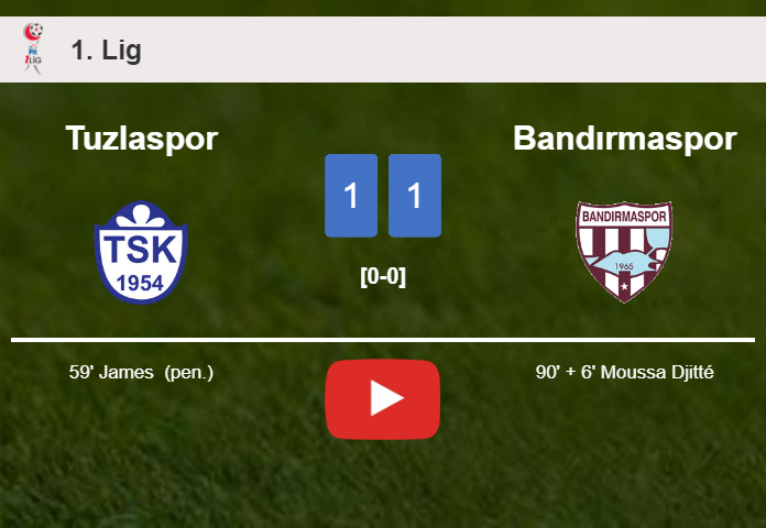 Bandırmaspor grabs a draw against Tuzlaspor. HIGHLIGHTS
