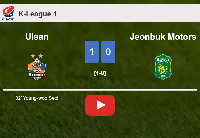 Ulsan defeats Jeonbuk Motors 1-0 with a goal scored by Y. Seol. HIGHLIGHTS