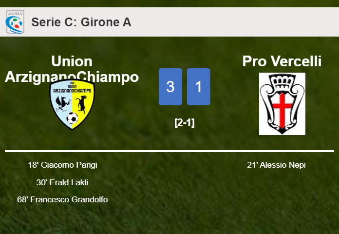Union ArzignanoChiampo conquers Pro Vercelli 3-1
