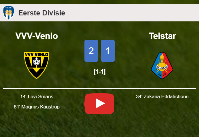 VVV-Venlo prevails over Telstar 2-1. HIGHLIGHTS