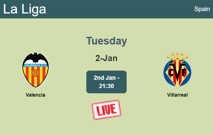 How to watch Valencia vs. Villarreal on live stream and at what time