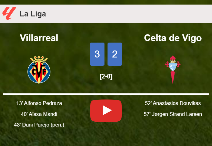 Villarreal defeats Celta de Vigo 3-2. HIGHLIGHTS