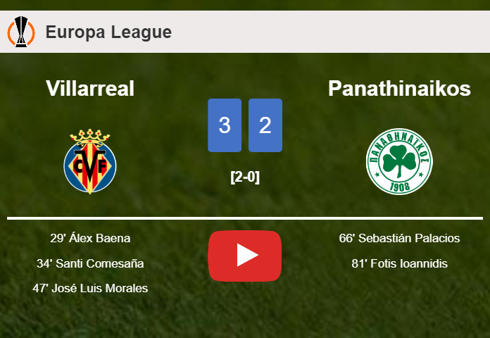 Villarreal beats Panathinaikos 3-2. HIGHLIGHTS