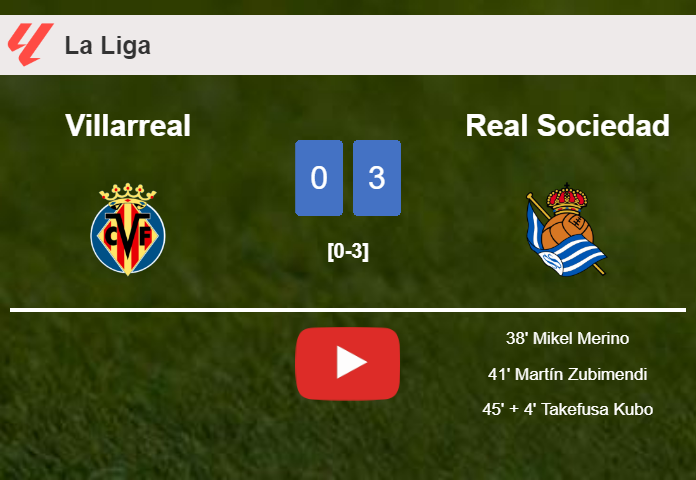 Real Sociedad tops Villarreal 3-0. HIGHLIGHTS