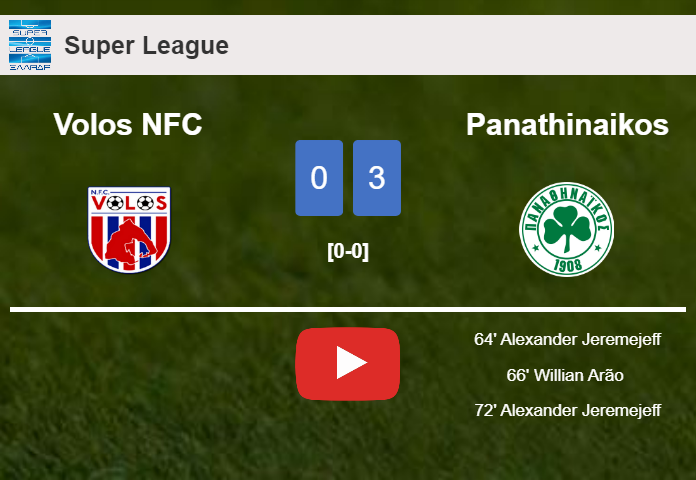 Panathinaikos liquidates Volos NFC with 2 goals from A. Jeremejeff. HIGHLIGHTS