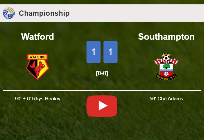 Watford grabs a draw against Southampton. HIGHLIGHTS