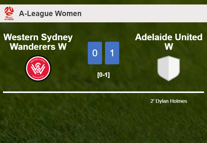 Adelaide United W beats Western Sydney Wanderers W 1-0 with a goal scored by D. Holmes