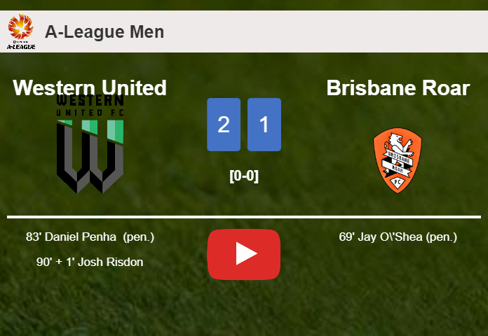 Western United recovers a 0-1 deficit to top Brisbane Roar 2-1. HIGHLIGHTS