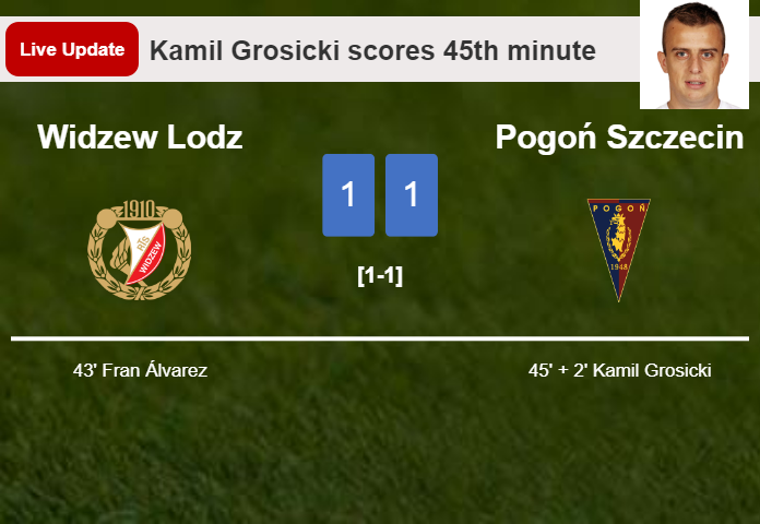 LIVE UPDATES. Pogoń Szczecin draws Widzew Lodz with a goal from  in the 52nd minute and the result is 1-1