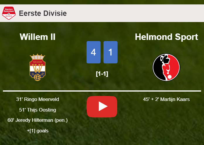 Willem II wipes out Helmond Sport 4-1 with a great performance. HIGHLIGHTS