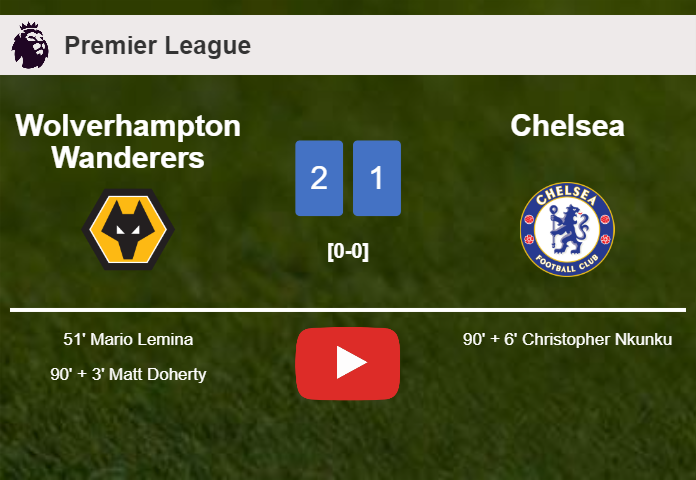 Wolverhampton Wanderers seizes a 2-1 win against Chelsea. HIGHLIGHTS