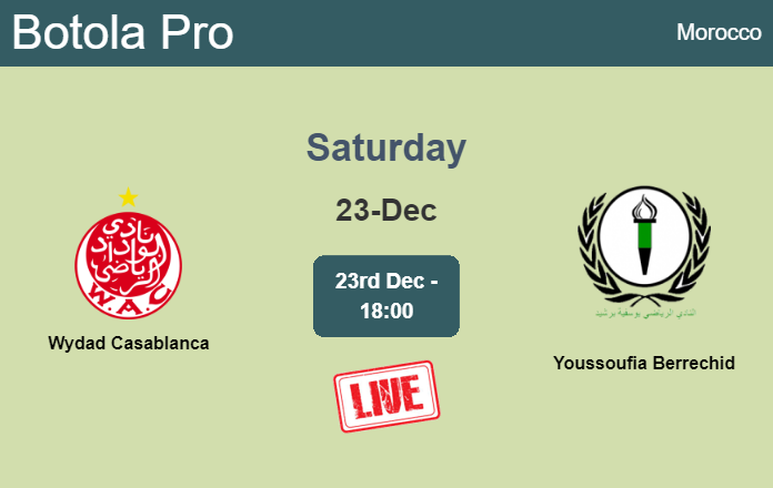How to watch Wydad Casablanca vs. Youssoufia Berrechid on live stream and at what time