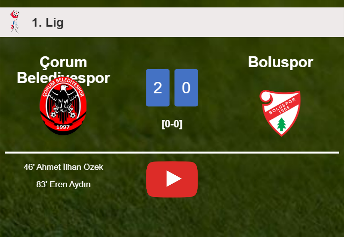 Çorum Belediyespor defeats Boluspor 2-0 on Monday. HIGHLIGHTS