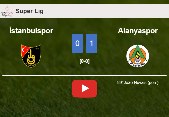 Alanyaspor overcomes İstanbulspor 1-0 with a late goal scored by J. Novais. HIGHLIGHTS