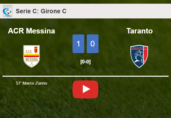 ACR Messina overcomes Taranto 1-0 with a goal scored by M. Zunno. HIGHLIGHTS