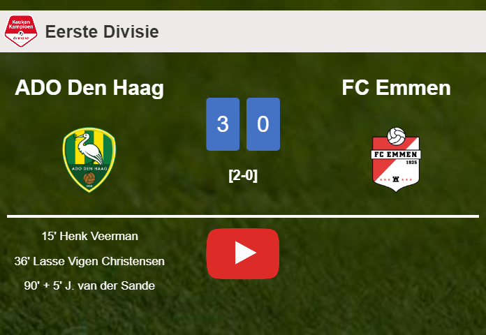 ADO Den Haag beats FC Emmen 3-0. HIGHLIGHTS