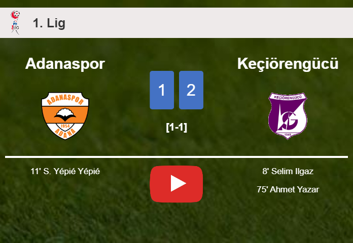 Keçiörengücü beats Adanaspor 2-1. HIGHLIGHTS