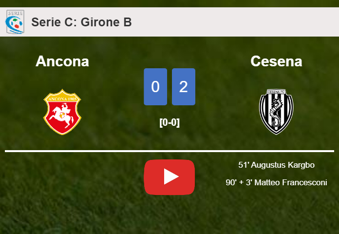 Cesena defeated Ancona with a 2-0 win. HIGHLIGHTS