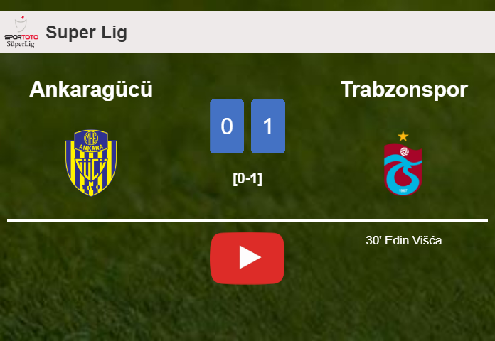 Trabzonspor prevails over Ankaragücü 1-0 with a goal scored by E. Višća. HIGHLIGHTS