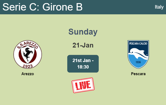 How to watch Arezzo vs. Pescara on live stream and at what time