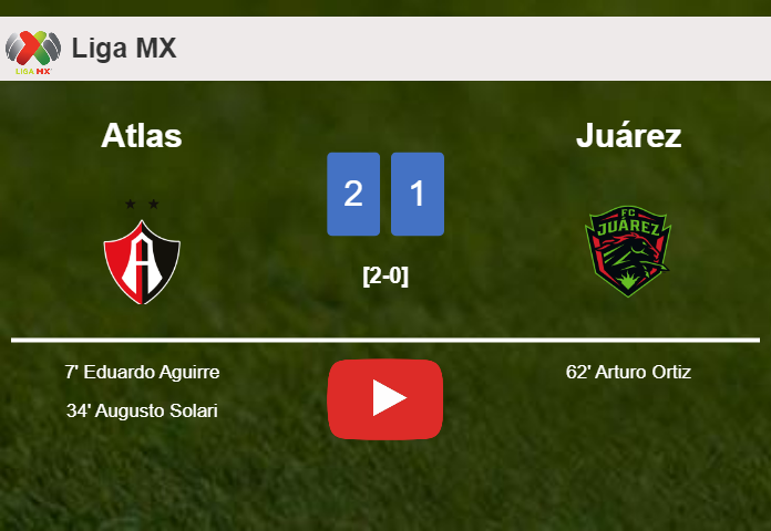 Atlas conquers Juárez 2-1. HIGHLIGHTS