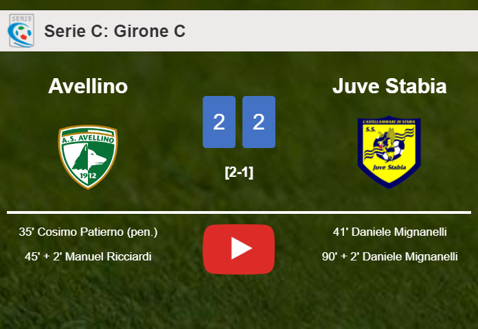 Avellino and Juve Stabia draw 2-2 on Saturday. HIGHLIGHTS