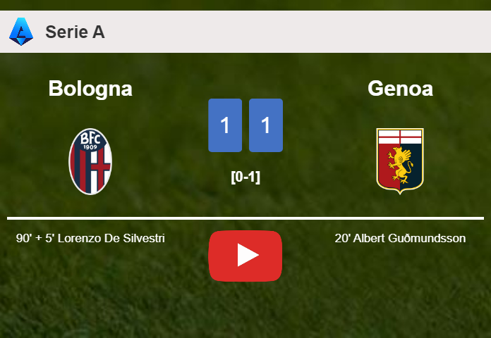 Bologna steals a draw against Genoa. HIGHLIGHTS